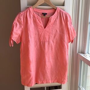 Talbots Linen V Notch Toe Sleeve SS Blouse SP fits M too